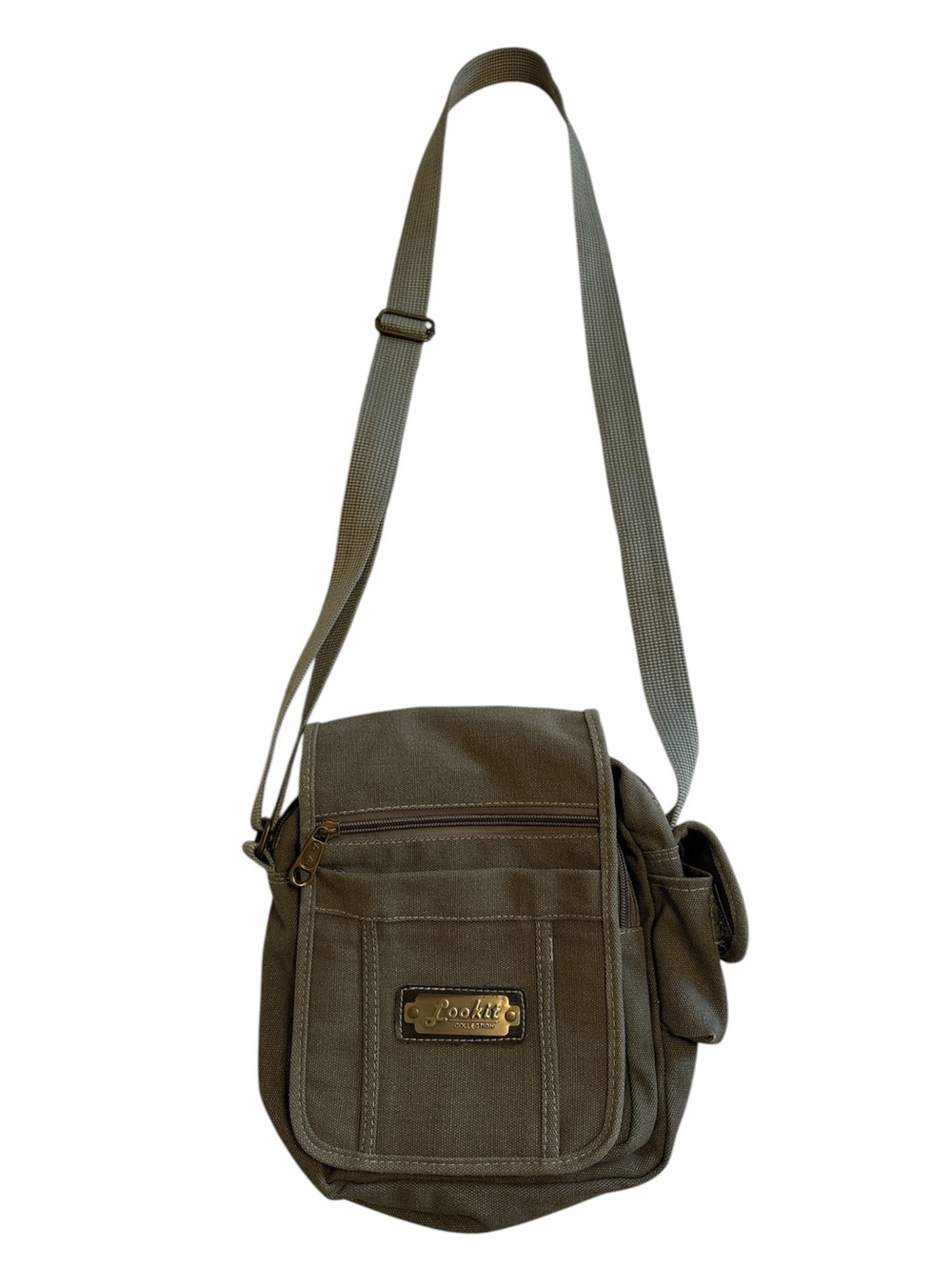 LookIt Collection Y2K Olive Green Utility Messenger Bag Techwear Gorpcore Mens